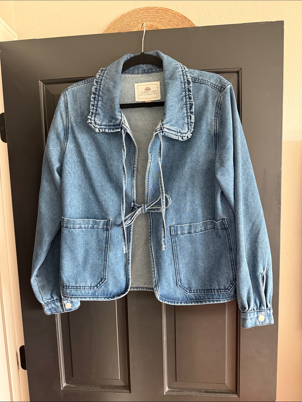 Light Blue Denim Tie-Front Jacket by Sun & Lake